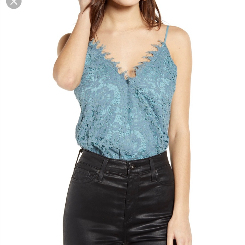 Wayf Lacy Bodysuit in Blue Smoke